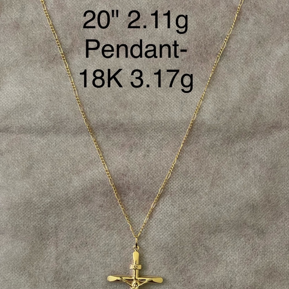Real 18K solid gold necklace and pendant